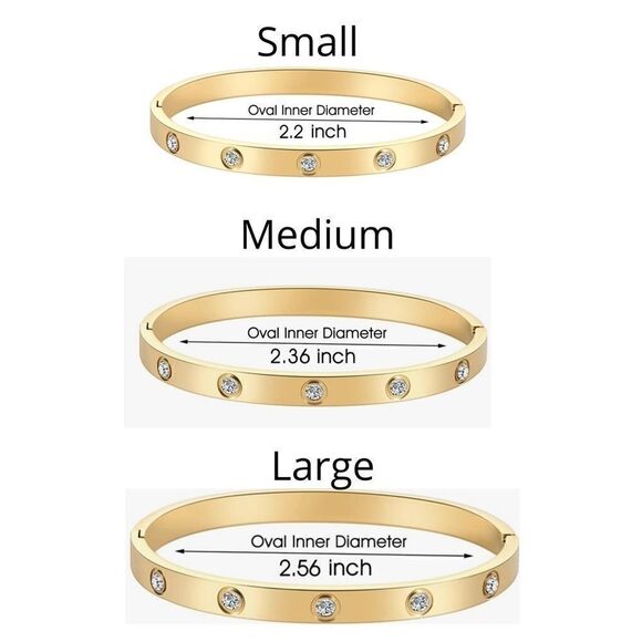 NEW Gold Diamond Love Bangle Bracelet Designer Inspired Classic Love Bracelet - Picture 4 of 6